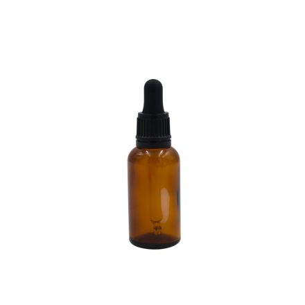 30 ml Barna folyadék üveg – fekete pipettás kupakkal