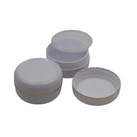40 ml Fehér - fehér aranycsíkos műanyag (PP) tégely 