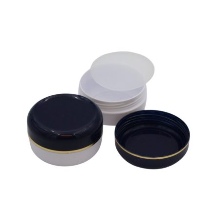 40 ml White - navy blue gold striped plastic jar (PS) - 50 pcs / pack
