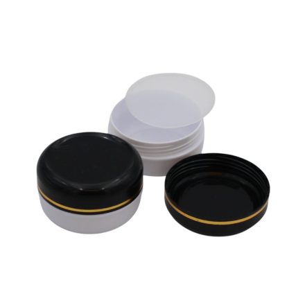40 ml White - black gold striped plastic jar (PS) - 50 pcs / pack