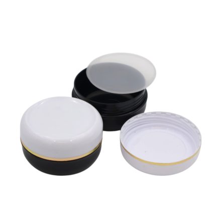 40 ml Black - white gold striped plastic jar (PS) - 50 pcs / pack