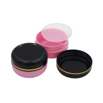 40 ml Pearl pink - black gold striped plastic jar (PS) - 50 pcs / pack