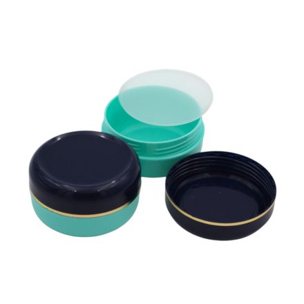 40 ml Light green - navy blue gold striped plastic jar (PS) - 50 pcs / pack