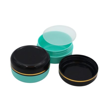 40 ml Light green - black gold striped plastic jar (PS) - 50 pcs / pack