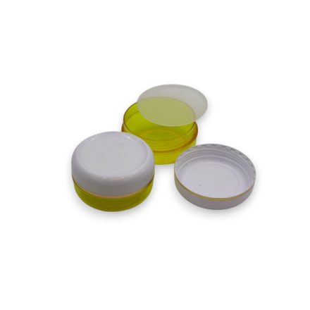 40 ml Lemon yellow - white gold striped plastic jar (tr.PS - PS) - 50 pcs / pack