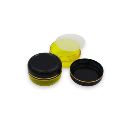40 ml Lemon yellow - black gold striped plastic jar (tr.PS - PS) - 50 pcs / pack