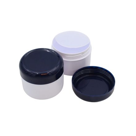 75 ml White - navy blue plastic jar (PS) - 50 pcs / pack