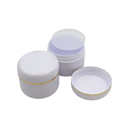 75 ml White - white gold striped plastic jar (PS) - 50 pcs / pack