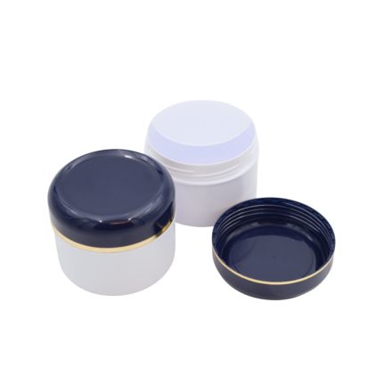 75 ml White - navy blue gold striped plastic jar (PS) - 50 pcs / pack