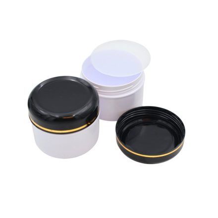 75 ml White - black gold striped plastic jar (PS) - 50 pcs / pack