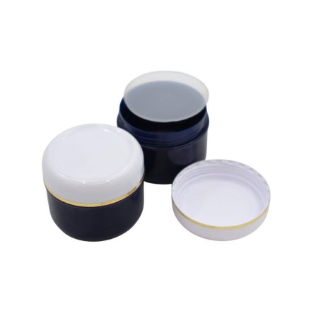 75 ml Navy blue - white gold striped plastic jar (PS) - 50 pcs / pack