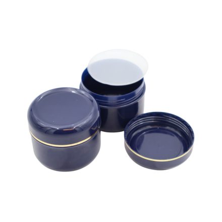 75 ml Navy blue - navy blue gold striped plastic jar (PS) - 50 pcs / pack