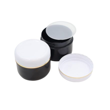 75 ml Black - white gold striped plastic jar (PS) - 50 pcs / pack