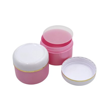 75 ml Pearl pink - white gold striped plastic jar (PS) - 50 pcs / pack