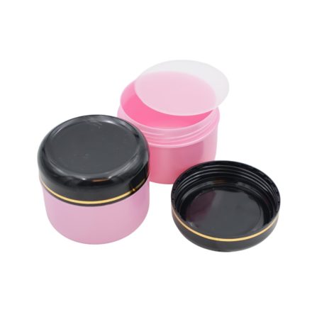 75 ml Pearl pink - black gold striped plastic jar (PS) - 50 pcs / pack