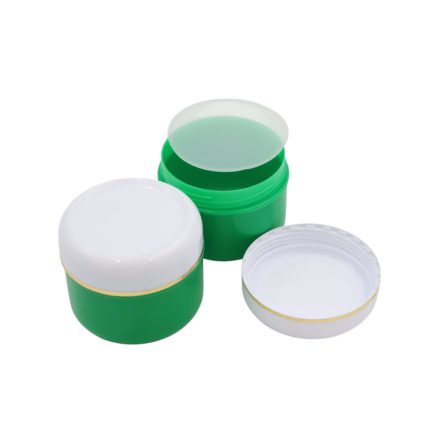 75 ml Grass green - white gold striped plastic jar (PS) - 50 pcs / pack