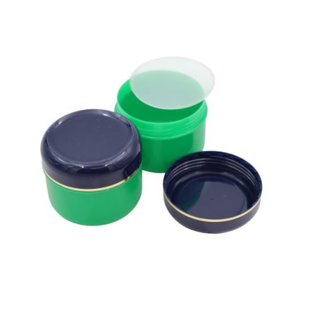 75 ml Grass green - navy blue gold striped plastic jar (PS) - 50 pcs / pack