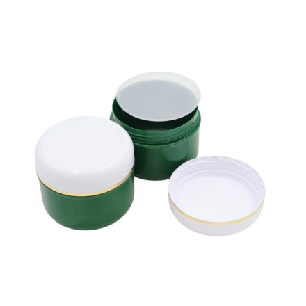 75 ml Poison green - white gold striped plastic jar (PS) - 50 pcs / pack