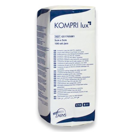 KOMPRI lux - nem steril gézlapok, 5 cm x 5 cm (100 db / csomag)