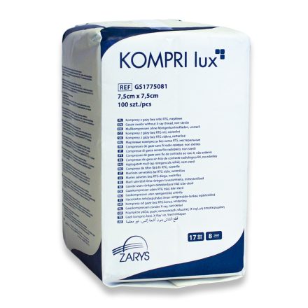 KOMPRI lux - nem steril gézlapok, 7,5 cm x 7,5 cm (100 db / csomag)